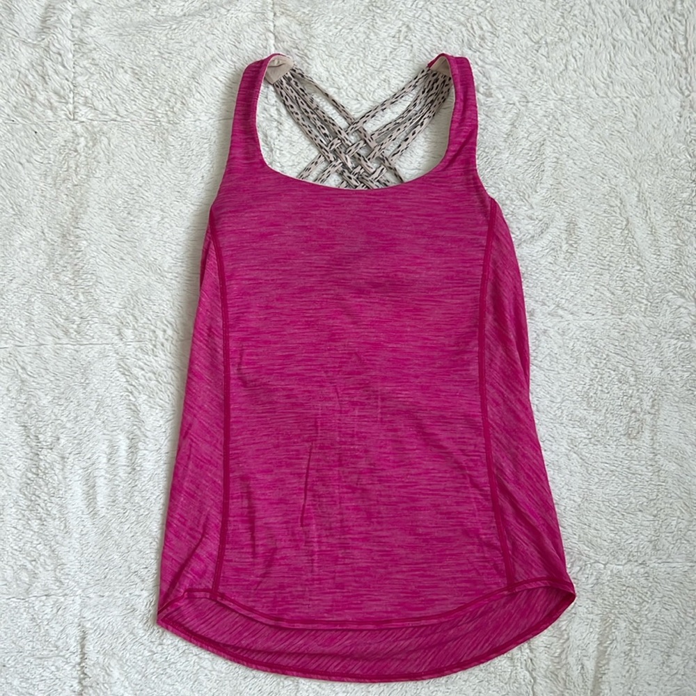 LULULEMON Wild Tank Heathered Pink with Print Bra / size 4